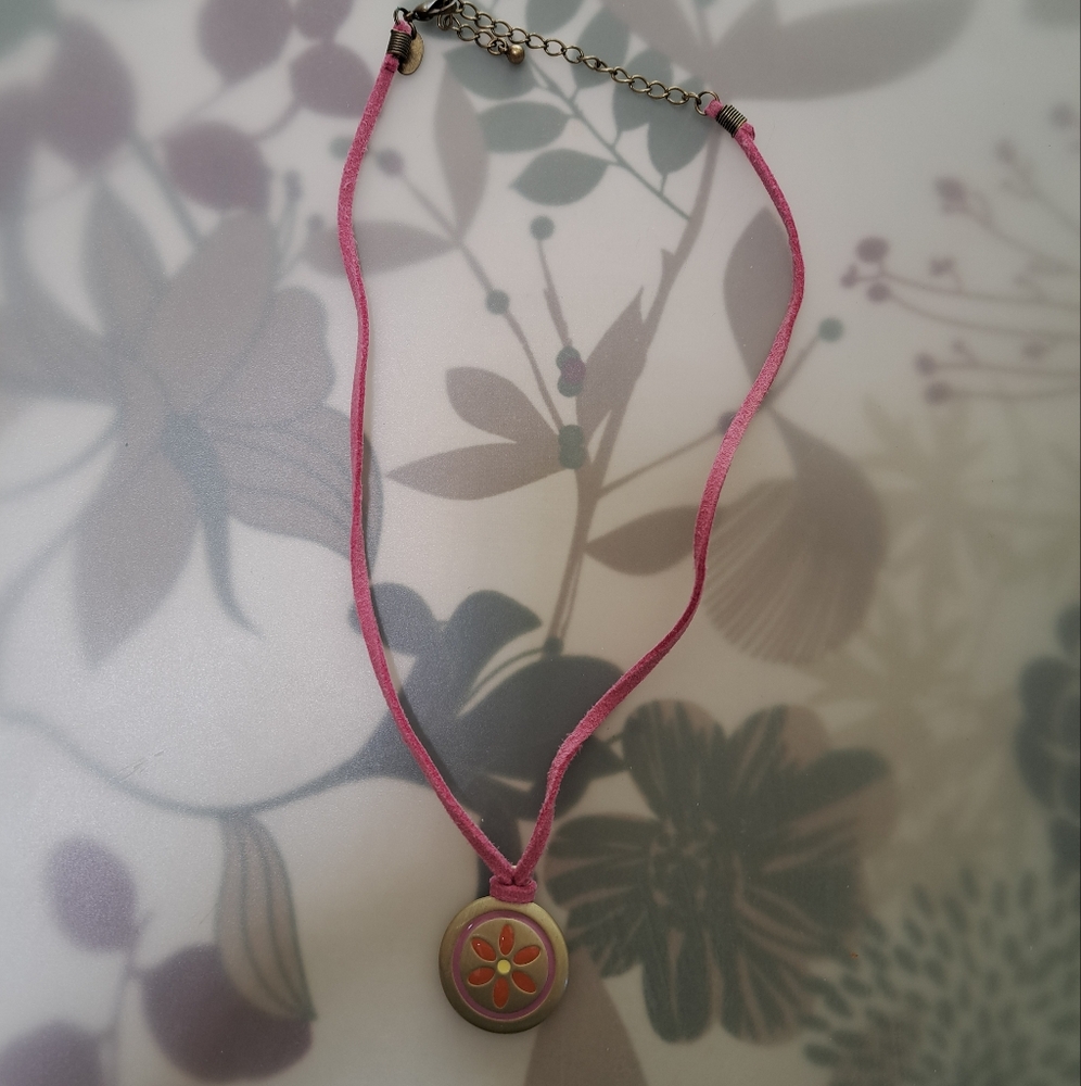 Lia Sophia Pink Suede Cord Necklace